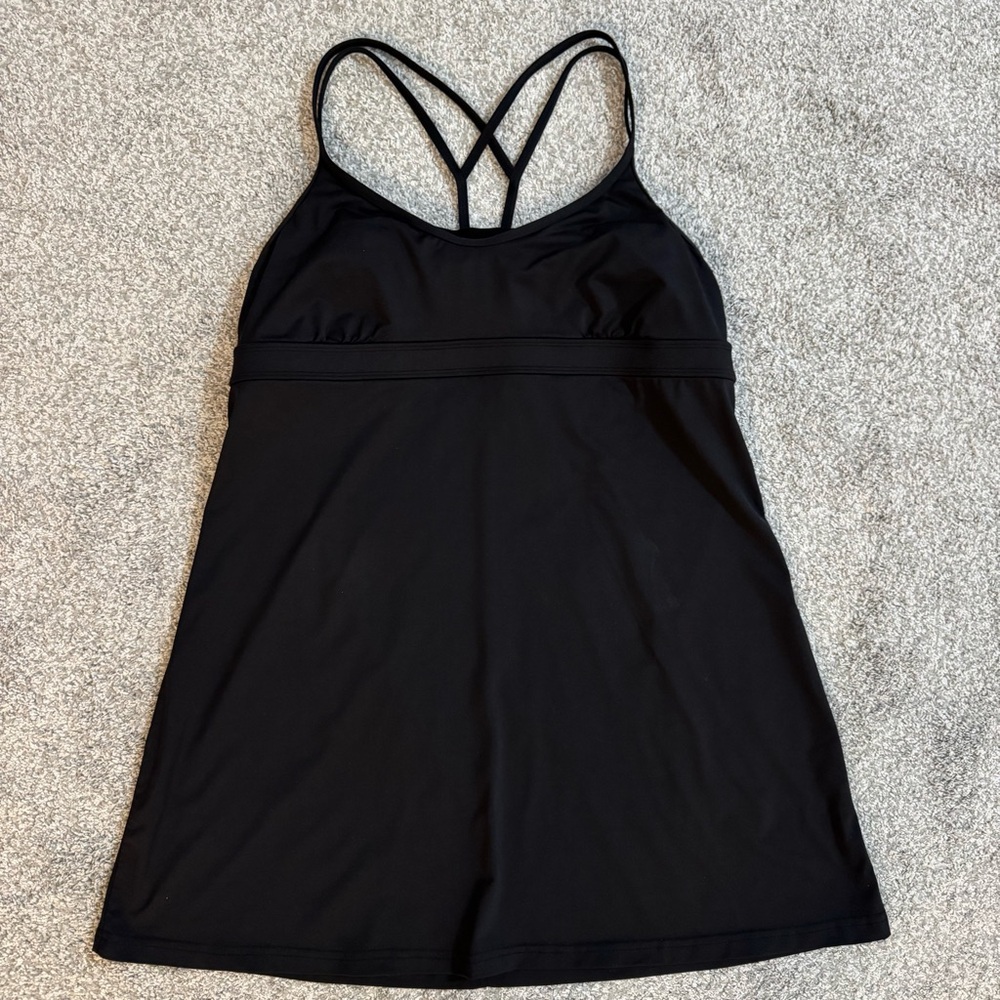 Athleta Coastline Women's Size XL Black Swim Strappy Built-In Bra Dress